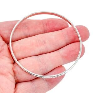 Vintage Native American LGP Sterling Silver 925 Etched Bangle Bracelet 8”